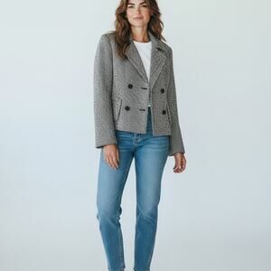 Vintage Y2K Mix It Houndstooth Cropped Jacket Blazer Peacoat Wool Large